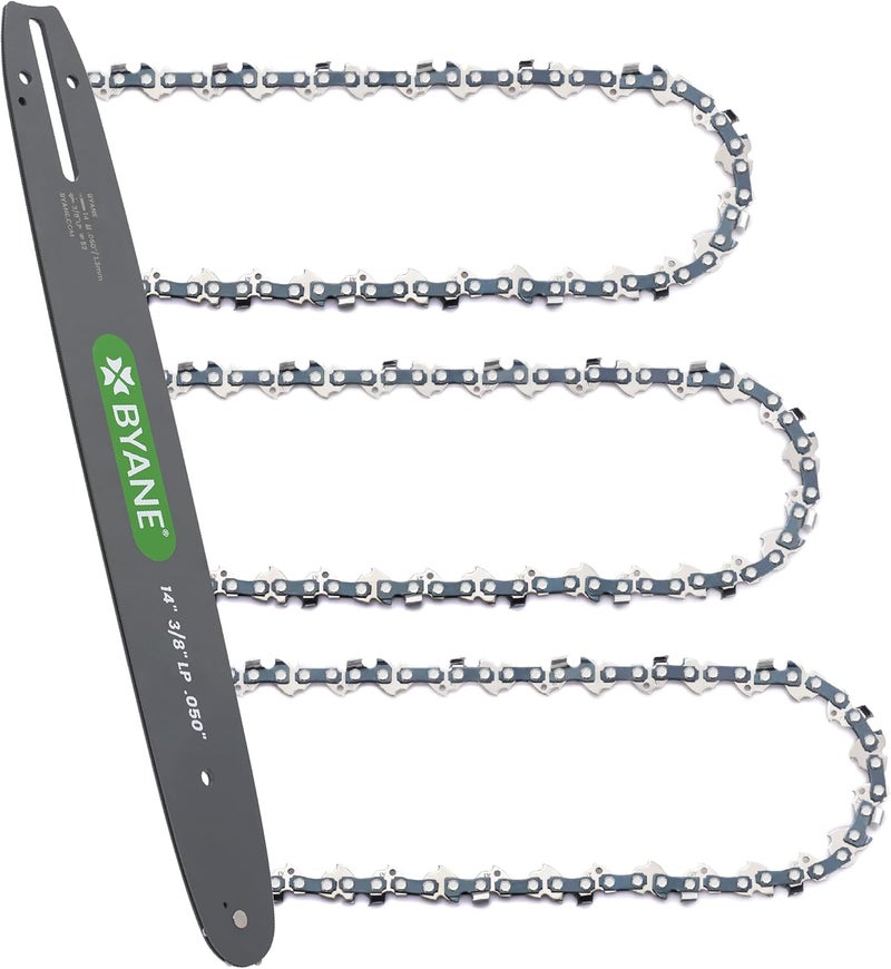 Byane 14 Inch Chainsaw Bar and Chain Combo, 3/8" LP Pitch, 050" Gauge, 52 Drive Links, Fits Ryobi RY3714, Husqvarna 120, Echo CS-310, Craftsman and More, Replaces Oregon 140SDEA041, 27856, S52 - Image 1